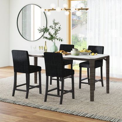 2-Piece Counter Height Bar Stool Set with Back Support and Footrest - Grey