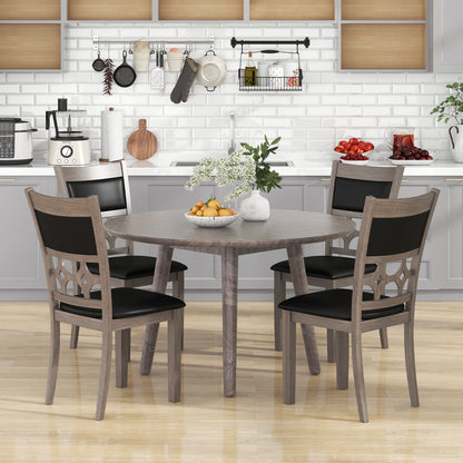 Set of 2 Upholstered Dining Chairs with Leather Padded Seat and Backrest for Comfortable Seating