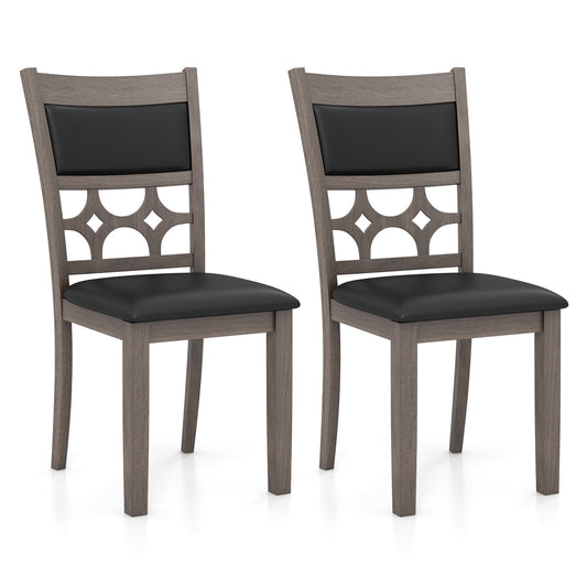 Set of 2 Upholstered Dining Chairs with Leather Padded Seat and Backrest for Comfortable Seating