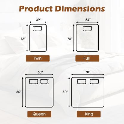 Machine Washable Electric Bed Warmer with Dual Controllers 9 Heat Settings and Auto Shut-Off