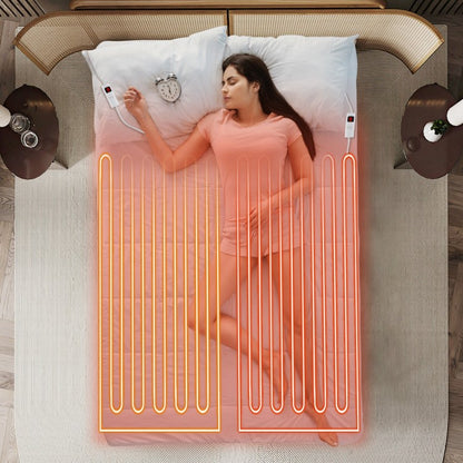 Machine Washable Electric Bed Warmer with Dual Controllers 9 Heat Settings and Auto Shut-Off