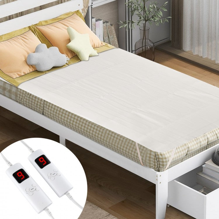 Machine Washable Electric Bed Warmer with Dual Controllers 9 Heat Settings and Auto Shut-Off
