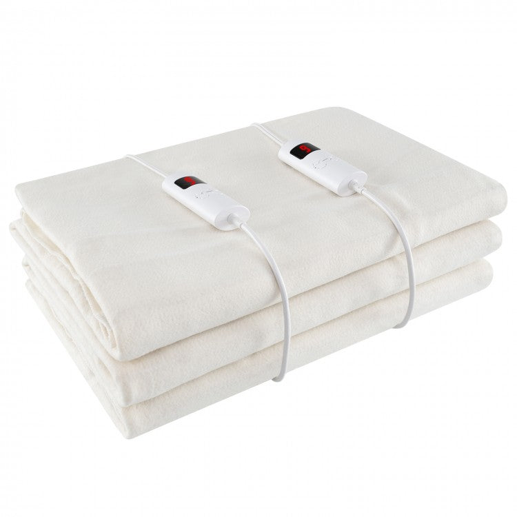Machine Washable Electric Bed Warmer with Dual Controllers 9 Heat Settings and Auto Shut-Off