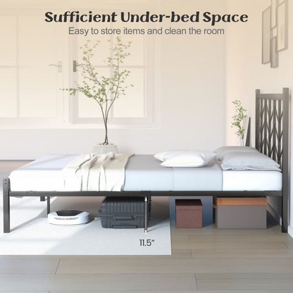 Sleek Platform Bed with Headboard and Metal Frame for Ultimate Support - Queen Size