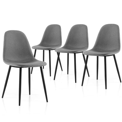 Modern Dining Chairs with Durable Black Metal Legs and Upholstered Seats Set of 4
