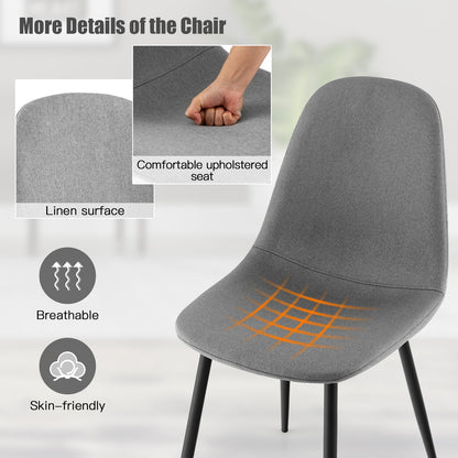 Modern Dining Chairs with Durable Black Metal Legs and Upholstered Seats Set of 4