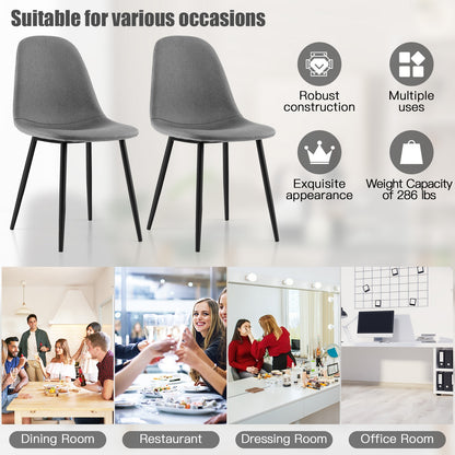 Modern Dining Chairs with Durable Black Metal Legs and Upholstered Seats Set of 4