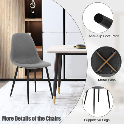 Modern Dining Chairs with Durable Black Metal Legs and Upholstered Seats Set of 4