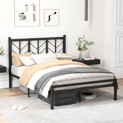 Sleek Platform Bed with Headboard and Metal Frame for Ultimate Support - Full Size