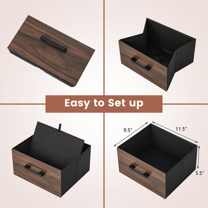 Set of 2 Bedside Tables with Fabric Drawers and Metal Frame, Storage Nightstands
