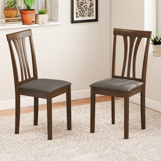 Elegant Linen Upholstered Wooden Dining Chairs with Curved Back Design Set of 2