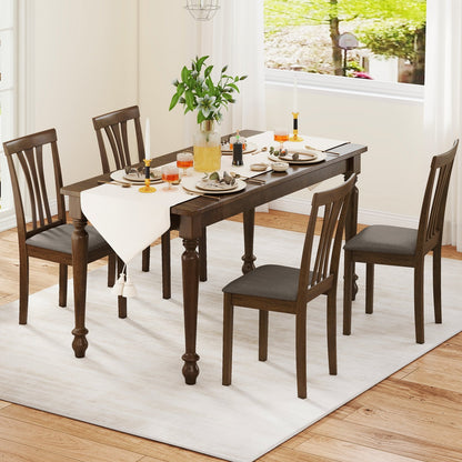 Elegant Linen Upholstered Wooden Dining Chairs with Curved Back Design Set of 2