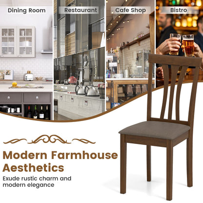 Elegant Linen Upholstered Wooden Dining Chairs with Curved Back Design Set of 2
