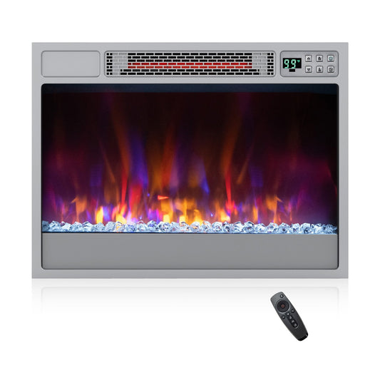 23 Inch 1500W Electric Fireplace Insert with Adjustable LED Flames & Remote Control