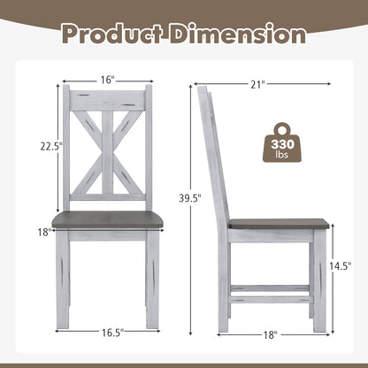 Farmhouse Dining Chairs with Durable Rubber Wood Frame and Stylish Hollow Back Design Set of 2