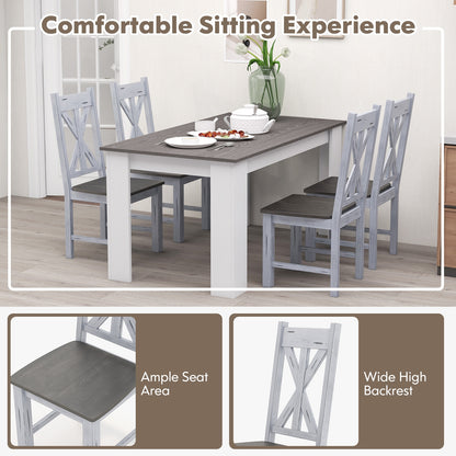 Farmhouse Dining Chairs with Durable Rubber Wood Frame and Stylish Hollow Back Design Set of 2