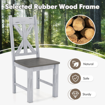 Farmhouse Dining Chairs with Durable Rubber Wood Frame and Stylish Hollow Back Design Set of 2