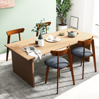 Mid-Century Modern Dining Chairs with Padded Linen Seats and Durable Rubber Wood Frame Set of 2