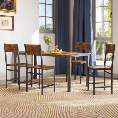 Set of 2 Industrial Metal Leg Kitchen Side Chairs with Ergonomic Slanted Backrest