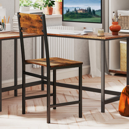 Set of 2 Industrial Metal Leg Kitchen Side Chairs with Ergonomic Slanted Backrest