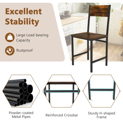 Set of 2 Industrial Metal Leg Kitchen Side Chairs with Ergonomic Slanted Backrest