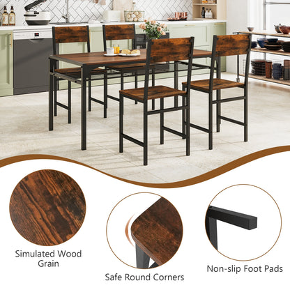 Set of 2 Industrial Metal Leg Kitchen Side Chairs with Ergonomic Slanted Backrest