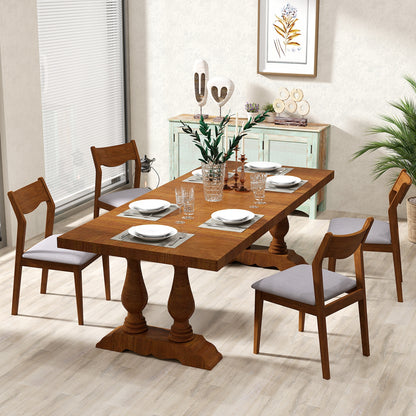Wide Padded Seat Wooden Dining Chairs with Sturdy Rubber Wood Frame Set of 2
