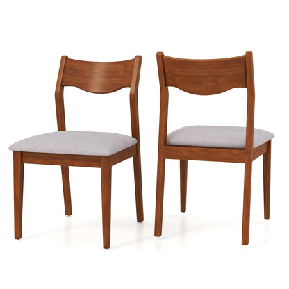 Wide Padded Seat Wooden Dining Chairs with Sturdy Rubber Wood Frame Set of 2