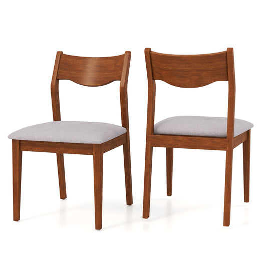 Wide Padded Seat Wooden Dining Chairs with Sturdy Rubber Wood Frame Set of 2