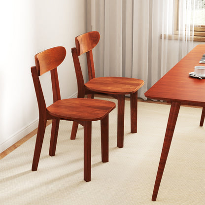 Durable Solid Wood Dining Chairs with Ergonomic Curved Back and Sturdy Rubber Wood Frame Set of 2
