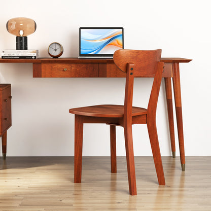 Durable Solid Wood Dining Chairs with Ergonomic Curved Back and Sturdy Rubber Wood Frame Set of 2
