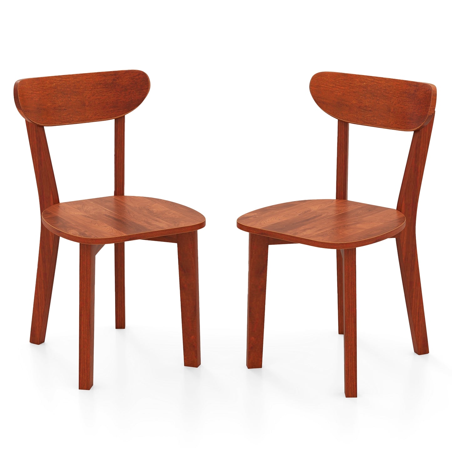Durable Solid Wood Dining Chairs with Ergonomic Curved Back and Sturdy Rubber Wood Frame Set of 2