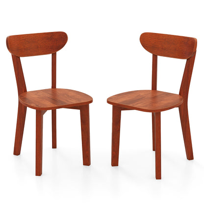 Durable Solid Wood Dining Chairs with Ergonomic Curved Back and Sturdy Rubber Wood Frame Set of 2
