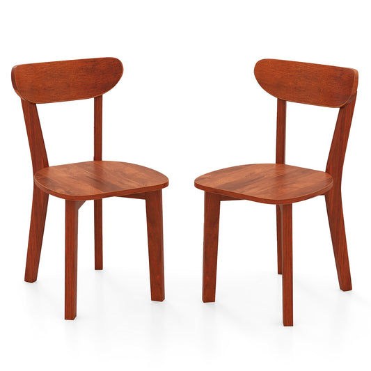 Durable Solid Wood Dining Chairs with Ergonomic Curved Back and Sturdy Rubber Wood Frame Set of 2