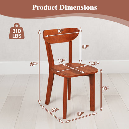 Durable Solid Wood Dining Chairs with Ergonomic Curved Back and Sturdy Rubber Wood Frame Set of 2