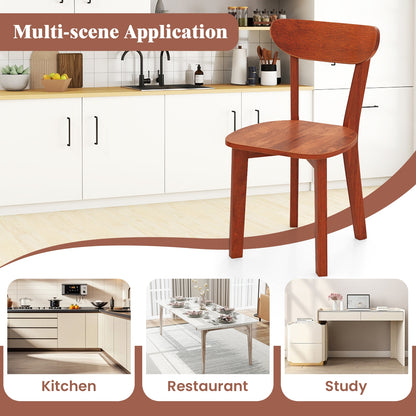 Durable Solid Wood Dining Chairs with Ergonomic Curved Back and Sturdy Rubber Wood Frame Set of 2