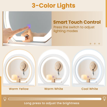 LED Makeup Mirror – Tabletop Vanity Mirror with Adjustable Brightness & Color Modes
