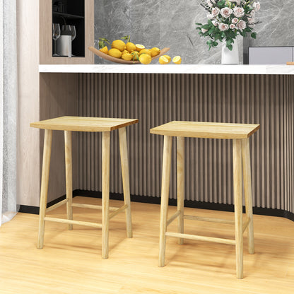 Counter Height Bar Stools with Footrest Set of 2 25.5" Solid Wood Seat