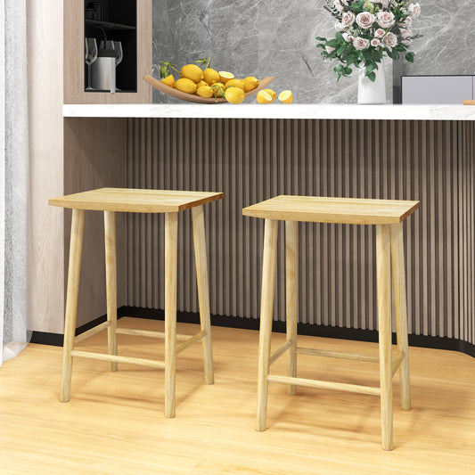 Counter Height Bar Stools with Footrest Set of 2 25.5" Solid Wood Seat