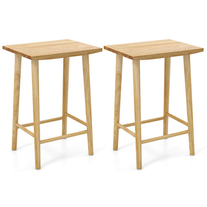 Counter Height Bar Stools with Footrest Set of 2 25.5" Solid Wood Seat