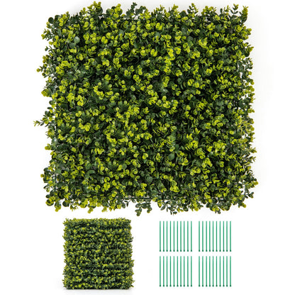 12 Pieces 20" x 20" Faux Eucalyptus Hedge Panels for Privacy & Decorative Green Walls