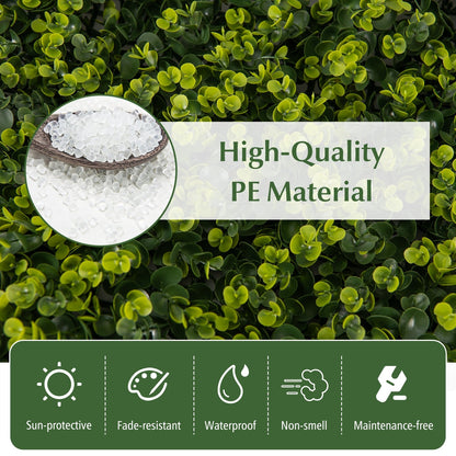 12 Pieces 20" x 20" Faux Eucalyptus Hedge Panels for Privacy & Decorative Green Walls