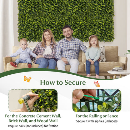 12 Pieces 20" x 20" Faux Eucalyptus Hedge Panels for Privacy & Decorative Green Walls