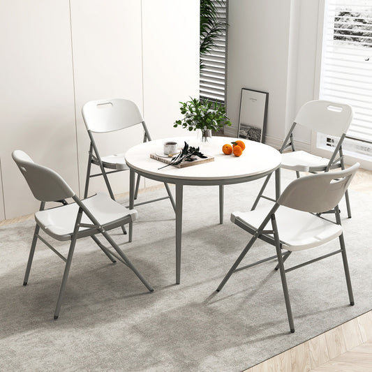 Set of 4 Foldable Chairs with Durable Metal Frame and Portable Carry Handle