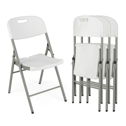 Set of 4 Foldable Chairs with Durable Metal Frame and Portable Carry Handle