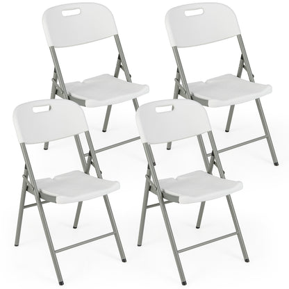 Set of 4 Foldable Chairs with Durable Metal Frame and Portable Carry Handle