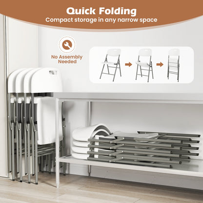 Set of 4 Foldable Chairs with Durable Metal Frame and Portable Carry Handle
