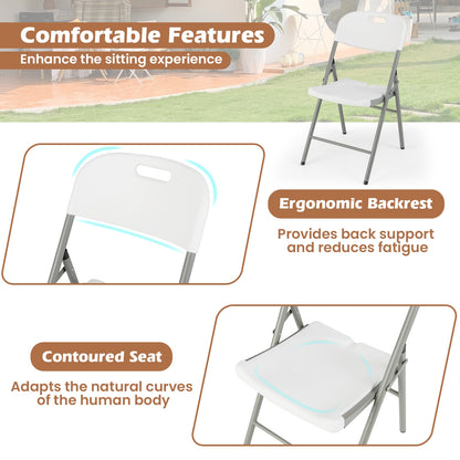 Set of 4 Foldable Chairs with Durable Metal Frame and Portable Carry Handle