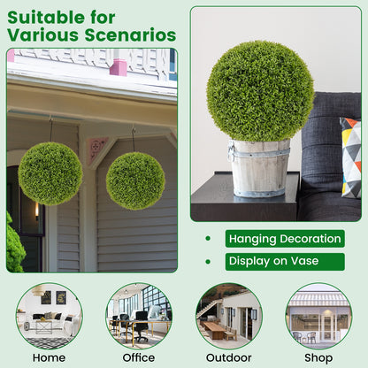 Set of 2 - 20" Artificial Boxwood Topiary Balls for Home & Garden Décor