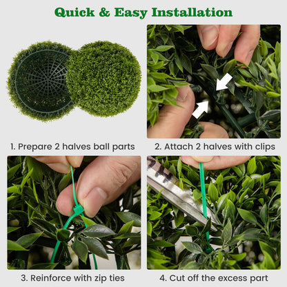 Set of 2 - 20" Artificial Boxwood Topiary Balls for Home & Garden Décor